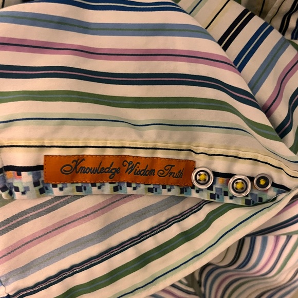 Robert Graham - Men’s Large - X Collection Striped Shirt -Flip Cuff -100% Cotton - Picture 6 of 14
